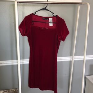 Crushed red velevet dress
